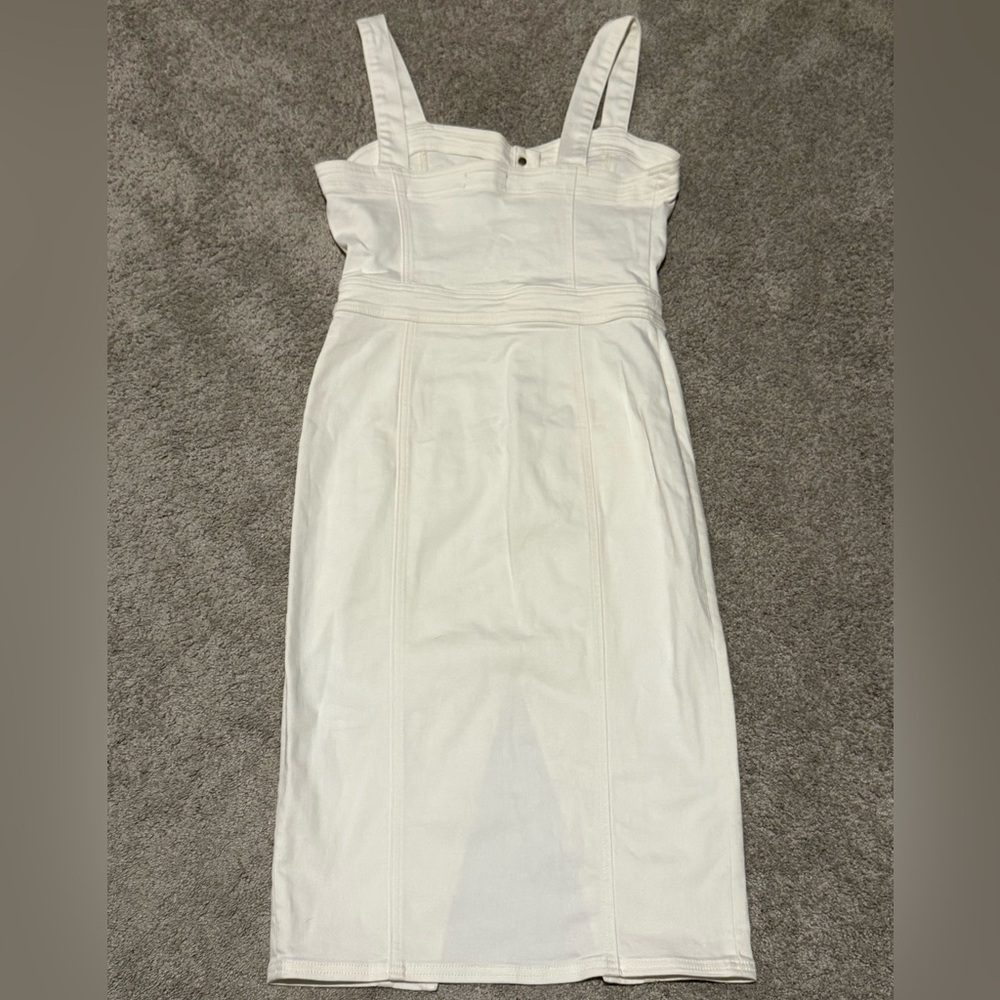 Ramy Brook Monica Denim Midi Dress in Ivory Sz: 28/6 - Picture 11 of 15